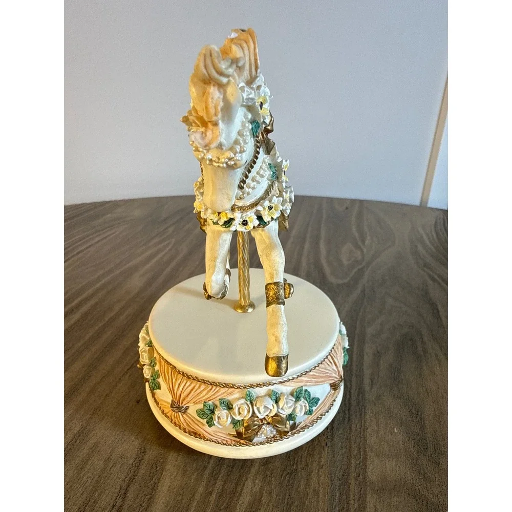 VTG San Francisco Music Box Co Carousel Horse Large Figurine #640755 Cream Works